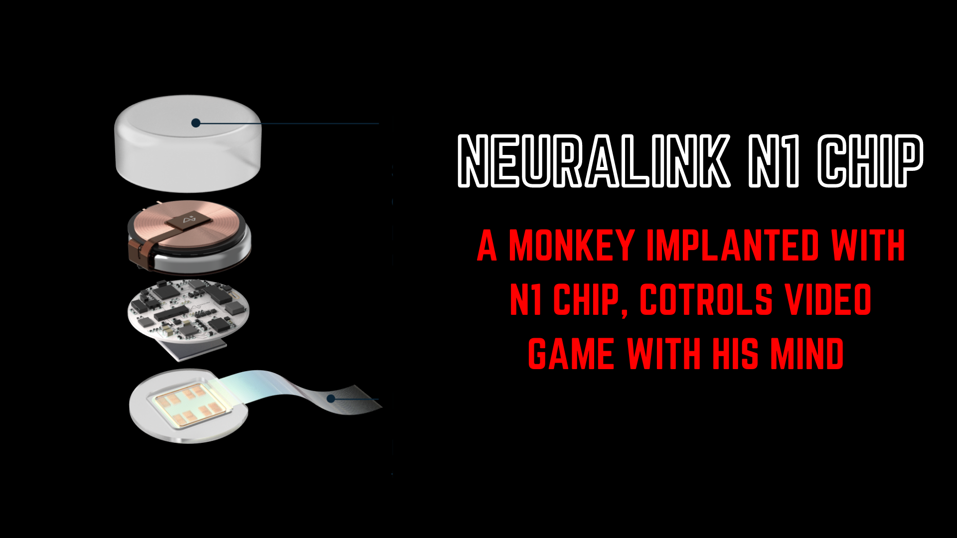 Neuralink chip implanted in a monkey brain who controls a video game without controller with his mind