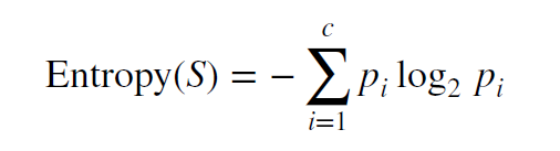 Entropy formula used to calculate Decision Tree Loss Function