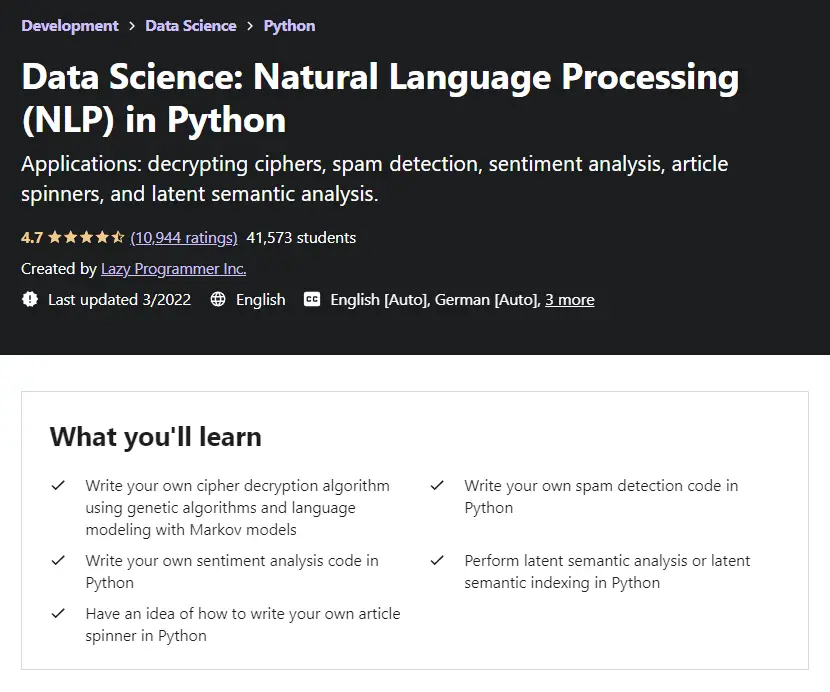 12 best courses for natural language processing,natural language processing with python,nlp courses