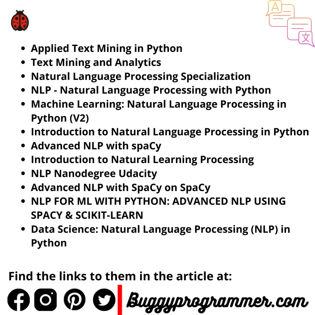 List of the best courses for natural language processing in 2022